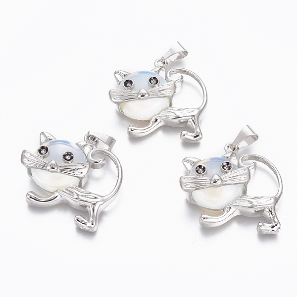 

PandaHall Opalite Kitten Pendants, with Platinum Tone Brass Findings, Cartoon Cat Shape, 28x30x9mm, Hole: 5x7mm Opalite Cat Shape
