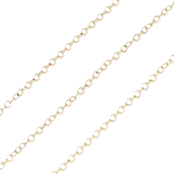 

PandaHall Brass Cable Chains, Soldered, Real 14K Gold Filled Chains, Real 14K Gold Plated, Link: 2x1.6x0.5mm Brass