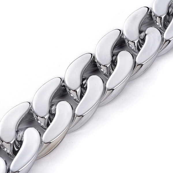 

PandaHall Handmade Plastic Curb Chains, with CCB Plastic Linking Ring, Platinum, Link: 30x21x6mm, about 39.37 inch(1m)/strand Plastic