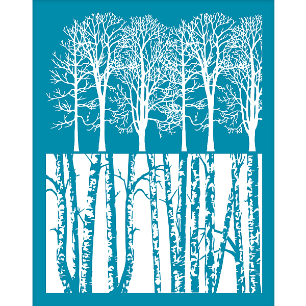 

PandaHall OLYCRAFT 4x5 Inch Clay Stencils Birch Tree Pattern Silk Screen Printing Stencils Forest Mesh Transfer Stencils Reusable Washable..., Cyan