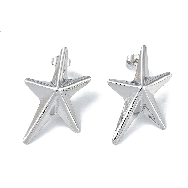 

PandaHall 304 Stainless Steel Stud Earrings for Women, Star, Stainless Steel Color, 34.5x22mm 304 Stainless Steel Star
