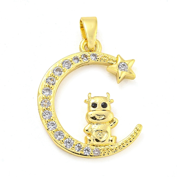 

PandaHall Brass Micro Pave Clear Cubic Zirconia Pendant, The 12 Chinese Zodiac, Cattle, 20.5x16.5x3mm, Hole: 5x3mm Brass+Cubic Zirconia...