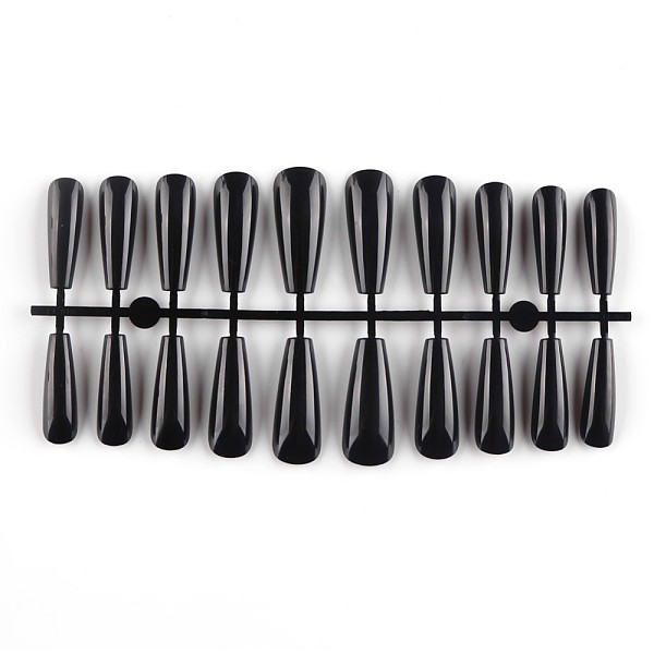 PandaHall Solid Color Plastic Seamless Toe False Nail, Practice Manicure Nail Art Tool, Black, 26~32x6~13mm, 20pcs/set. Plastic None Black