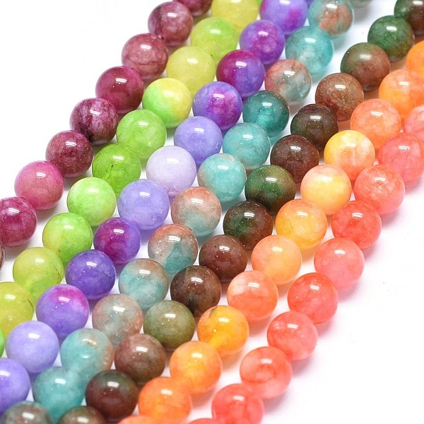 

PandaHall Natural Dyed White Jade Beads Strands, Round, Mixed Color, 8mm, Hole: 1mm, about 46~48pcs/strand, 14.7~15.2 inch(37.4~38.5cm)..., Multicolor