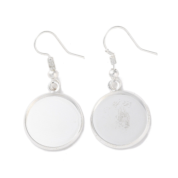 

PandaHall Rack Plating Iron Earring Hooks, with Blank Round Trays, Flat Round, Silver, 38mm, Pin: 0.7mm Iron Flat Round