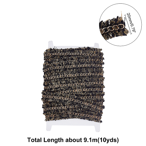 

PandaHall Polyamide Ribbon with Aluminum Curb Chain, Flat, Black, 3/4 inch(20mm), about 10yards/card Nylon None Black