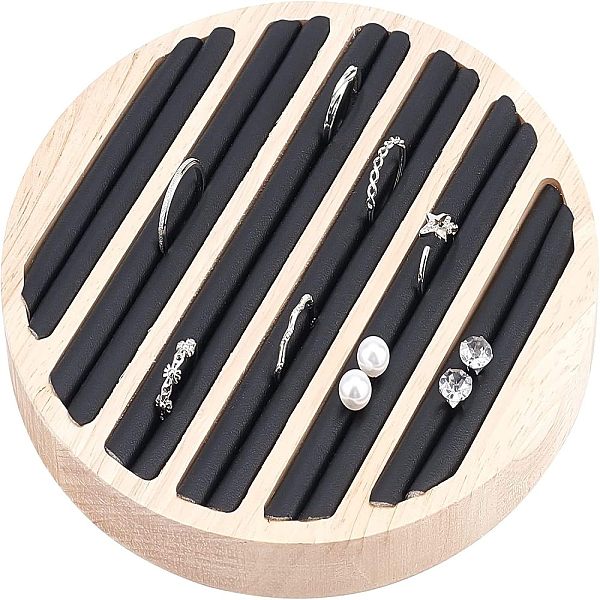 6-Slot Wood Finger Ring Display Plate