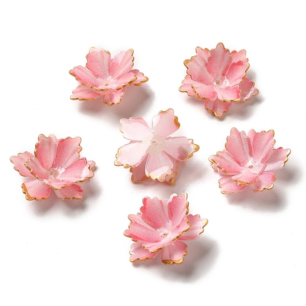 

PandaHall Gloden Edge Flower Bead Cap, for DIY Jewelry Making, Pearl Pink, 27~29x10~11mm, Hole: 1~1.1mm Acrylic