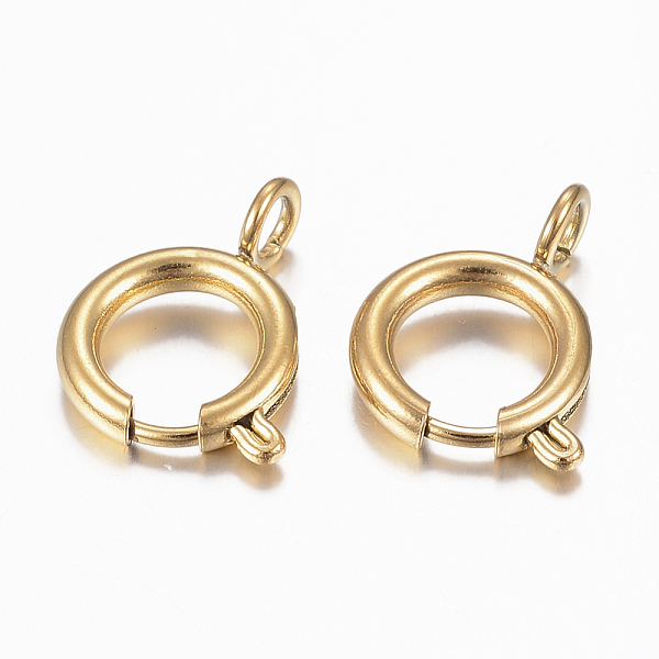 

PandaHall Ion Plating(IP) 304 Stainless Steel Spring Ring Clasps, Golden, 17x12x2mm, Hole: 3mm 304 Stainless Steel