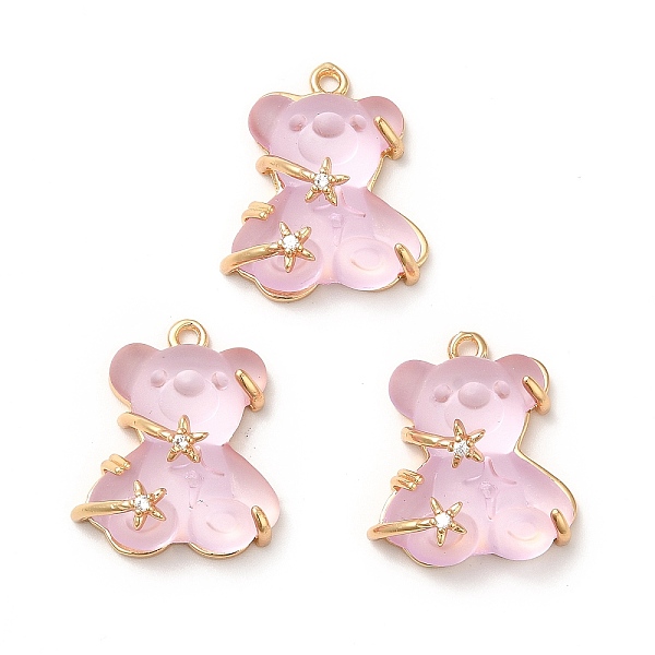 

PandaHall Transparent Resin Crystal Rhinestone Pendants, Bear Charms, with Rack Plating Real 14K Gold Plated Brass Findings, Cadmium Free &..., Clear