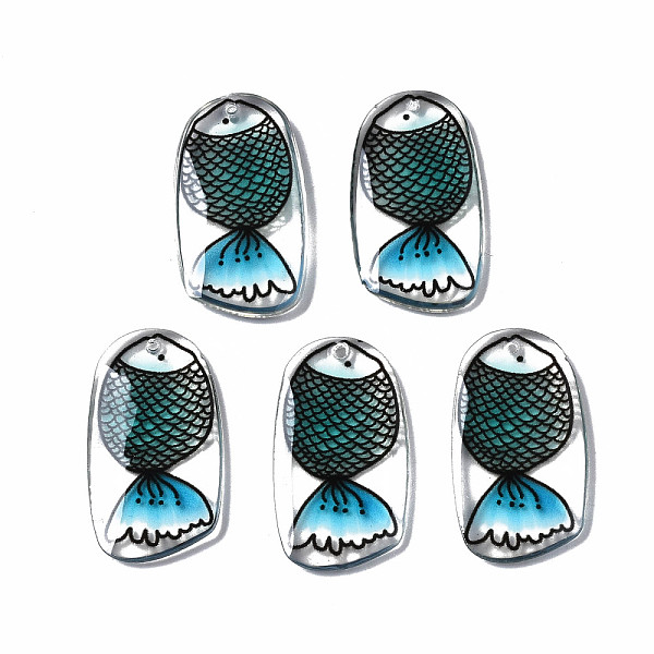 

PandaHall Epoxy Resin Pendants, Fish, Dark Cyan, 25x13.5x2mm, Hole: 0.8mm Epoxy Resin Fish