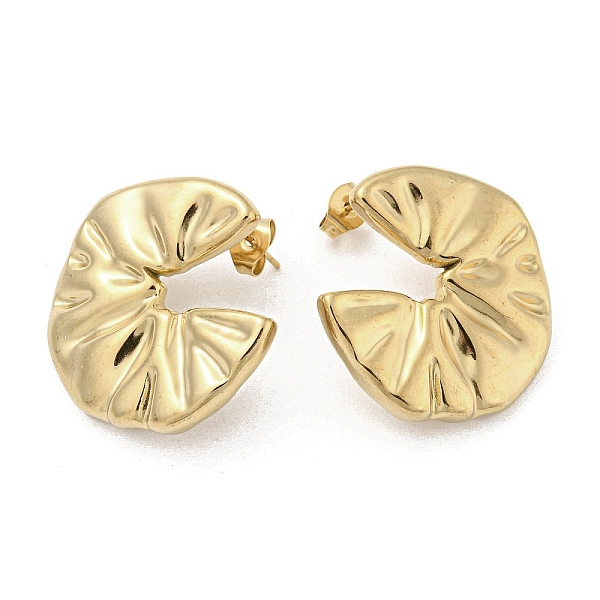 

PandaHall 304 Stainless Steel Stud Earrings, Textured Lotus Leaf, Golden, 26x26.5mm 304 Stainless Steel Leaf