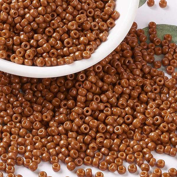 

PandaHall MIYUKI Round Rocailles Beads, Japanese Seed Beads, (RR4458) Duracoat Dyed Opaque Persimmon, 8/0, 3mm, Hole: 1mm, about..., Brown