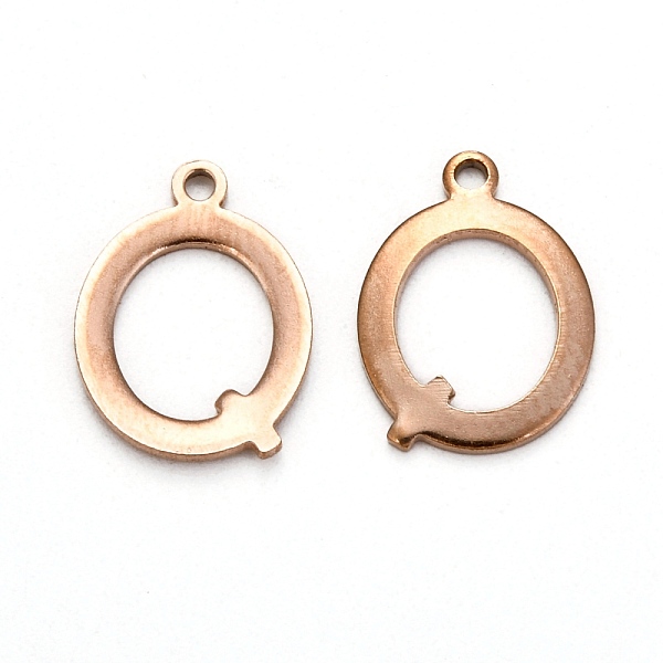 

PandaHall Ion Plating(IP) 304 Stainless Steel Alphabet Charms, Rose Gold, Letter.Q, 12.5x9x1mm, Hole: 1mm 304 Stainless Steel Letter Q