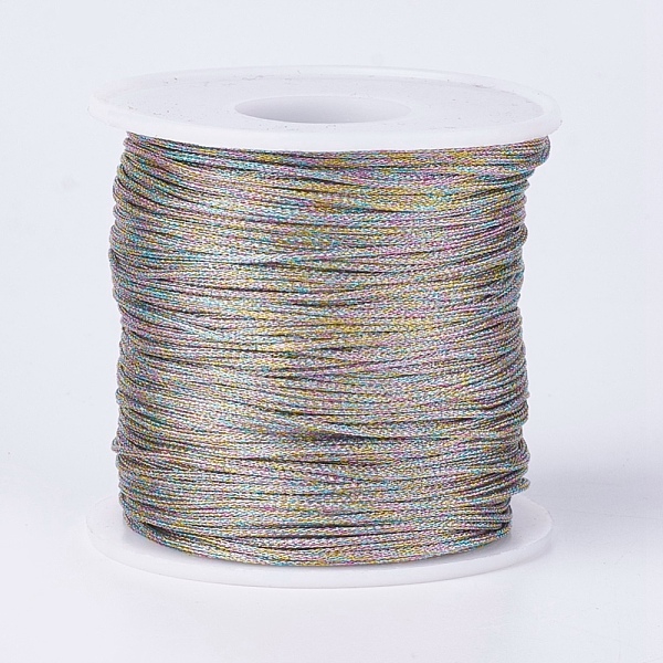 

PandaHall Polyester Metallic Thread, Colorful, 1mm, about 100m/roll(109.36yards/roll) Polyester