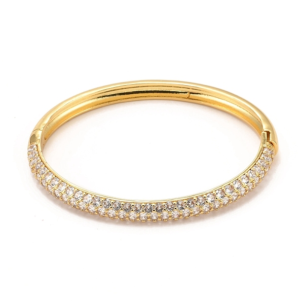 

PandaHall Brass Micro Pave Cubic Zirconia Bangles, Long-Lasting Plated, Real 18K Gold Plated, Inner Diameter: 1-7/8x2-1/4 inch(4.8x5.7cm)..., Clear