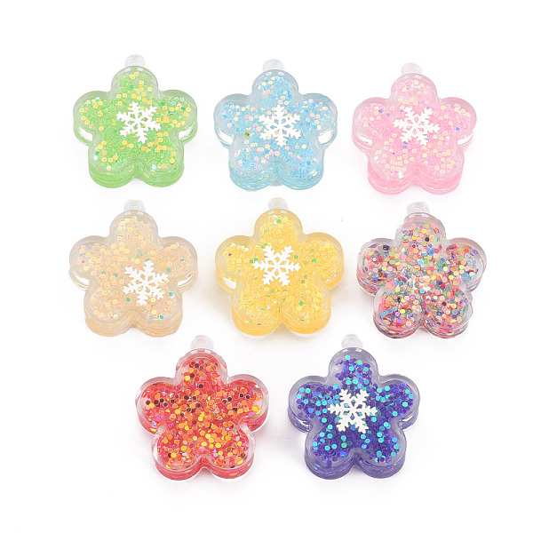 

PandaHall Translucent Acrylic Pendants, with Paillette, Flower with Snowflake, Mixed Color, 32x26.5x8mm, Hole: 2.2mm Acrylic Flower..., Multicolor