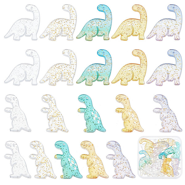 

PandaHall SUNNYCLUE 1 Box 20Pcs Dinosaur Charms Dino Charms Cartoon Animal T-rex Charm Transparent Glitter Powder Acrylic Charm for Jewelry..., Multicolor