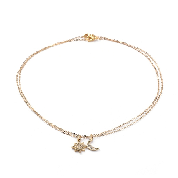 

PandaHall Brass Micro Pave Cubic Zirconia Pendant Necklace Sets, with Brass Cable Chains, 304 Stainless Steel Lobster Claw Clasps and...