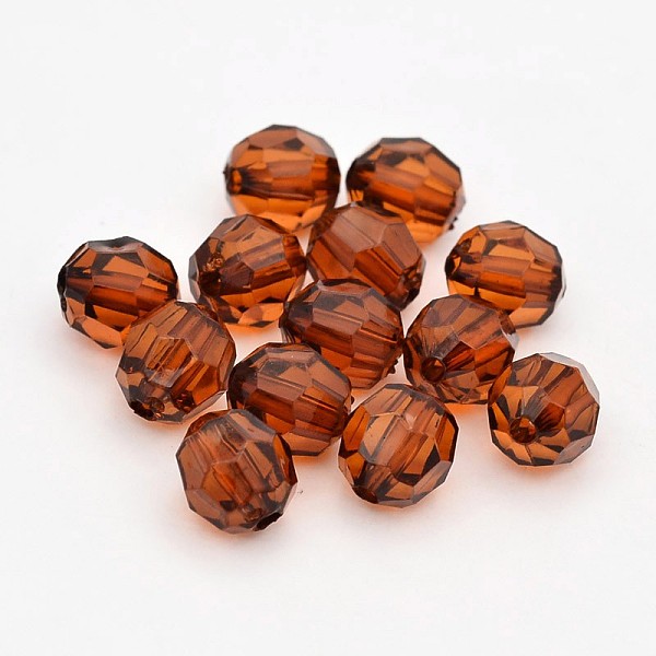 

PandaHall Faceted Transparent Acrylic Round Beads, Saddle Brown, 8mm, Hole: 1.5mm, about 1800pcs/500g Acrylic Round Brown