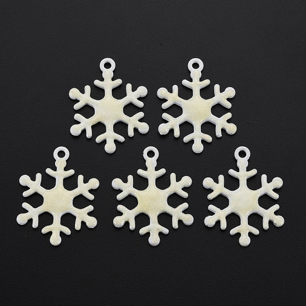 

PandaHall Spray Painted Alloy Enamel Pendants, with Glitter Powder, Cadmium Free & Nickel Free & Lead Free, Snowflake, Light Goldenrod...