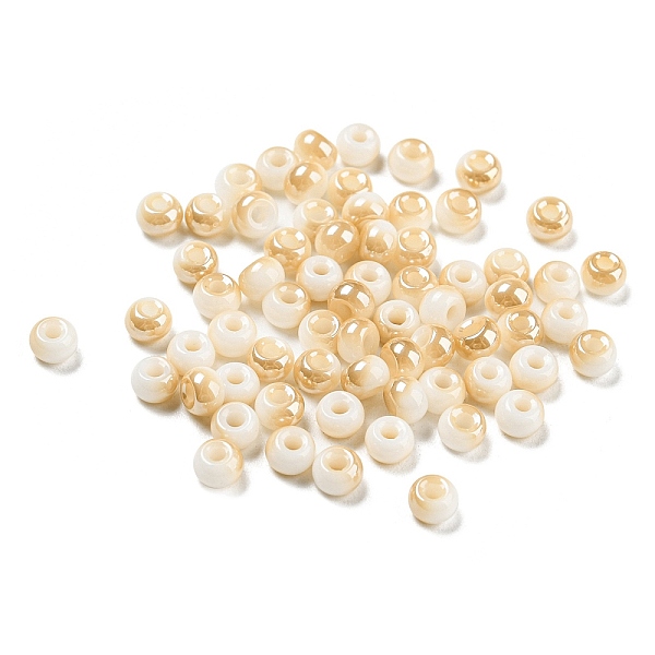 

PandaHall Glass Seed Beads, AB Color, Rondelle, Navajo White, 4x3mm, Hole: 1.2mm, 20g/bag Glass