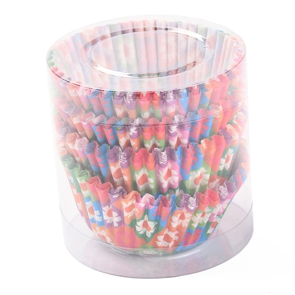 PandaHall Cupcake Wrappers, DIY Baking Tool, Flower Pattern, 67.5x29.5mm, about 95~100pcs/box Paper Flower