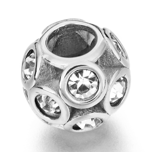 

PandaHall 304 Stainless Steel European Beads, Large Hole Beads, with Rhinestone, Rondelle, Crystal, 11x9.5mm, Hole: 5mm 304 Stainless Steel..., Clear