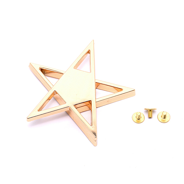 

PandaHall Zinc Alloy Star Rivets, Screw Back, for DIY Leather Craft, Light Gold, 67x69x11mm, Screw: 7x5.5mm Alloy Star