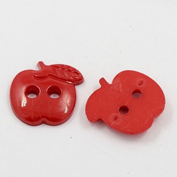 

PandaHall Acrylic Sewing Buttons for Costume Design, Plastic Buttons, 2-Hole, Dyed, Apple, Dark Red, 22x21x3mm, Hole: 3mm Acrylic Fruit Red