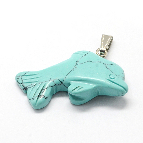 

PandaHall Dolphin Natural & Synthetic Mixed Stone Pendants, with Platinum Tone Brass Findings, 48.5x28x8.5mm, Hole: 2x7mm Mixed Stone...