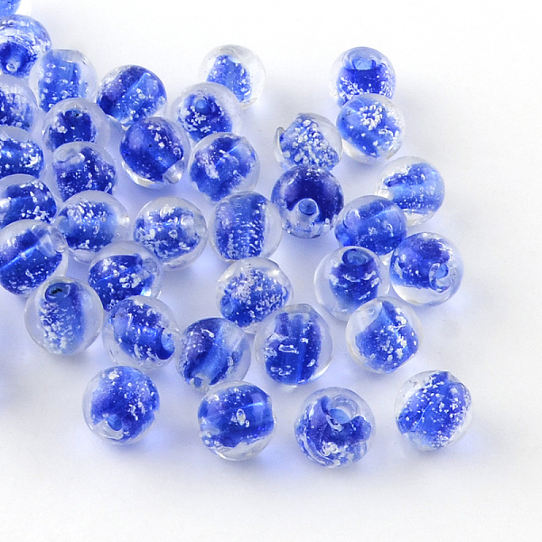 

PandaHall Handmade Luminous Lampwork Beads, Round, Blue, 8mm, Hole: 1mm Lampwork Round Blue