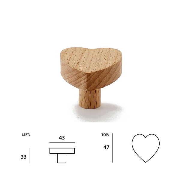 

PandaHall Wood Drawer Knobs, Cabinet Handle, Heart, 47x43x33mm Wood Heart