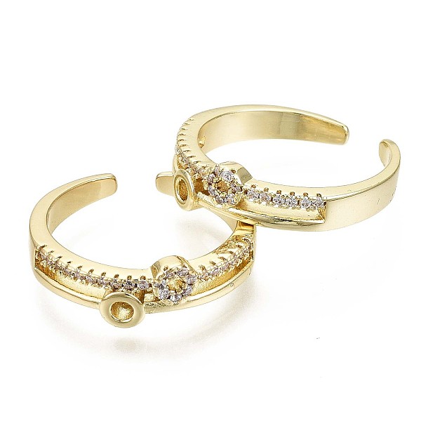 

PandaHall Brass Micro Pave Clear Cubic Zirconia Cuff Rings, Open Rings, Nickel Free, Real 16K Gold Plated, US Size 7 1/4(17.5mm) Brass+Cubic...