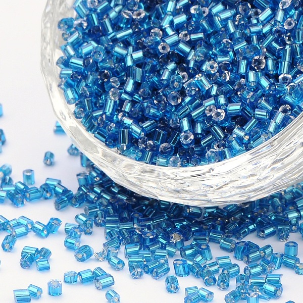

PandaHall 11/0 Two Cut Glass Seed Beads, Hexagon, Silver Lined Round Hole, Blue, Size: about 2.2mm in diameter, about 37500pcs/Pound Glass...