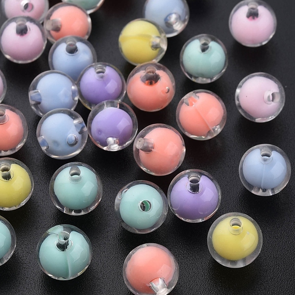 

PandaHall Transparent Acrylic Beads, Bead in Bead, Round, Mixed Color, 11.5x11mm, Hole: 2mm, about 520pcs/500g Acrylic Round Multicolor