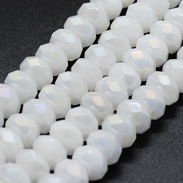 Electroplated Natural White Jade Beads Strands