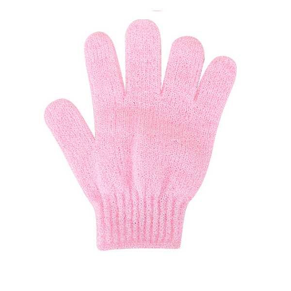 PandaHall Nylon Scrub Gloves, Exfoliating Gloves, for Shower, Spa and Body Scrubs, Pink, 185x150mm Nylon Others