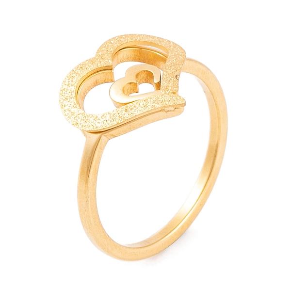 

PandaHall 304 Stainless Steel Heart Finger Ring for Women, Golden, US Size 6~9(16.5~18.9mm) 304 Stainless Steel Heart