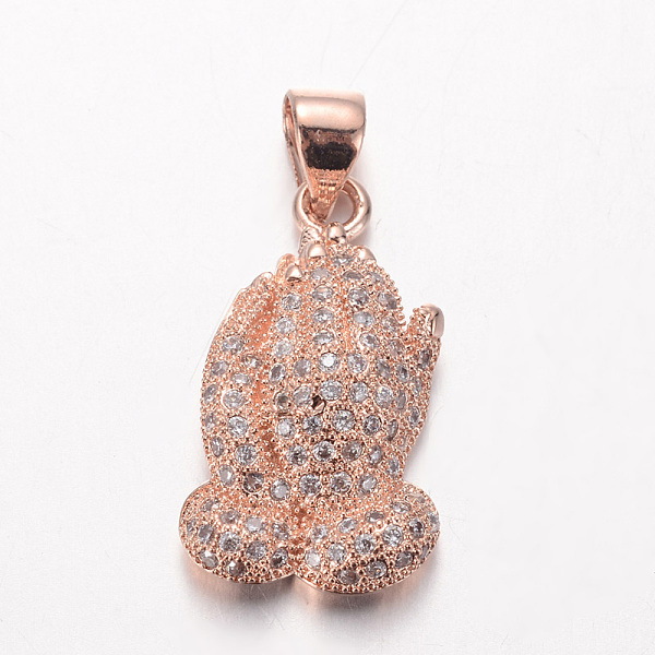 Brass Micro Pave Cubic Zirconia Palm Pendants