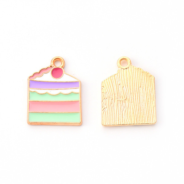 

PandaHall Alloy Enamel Pendants, Cake, Light Gold, Colorful, 21x16x3mm, Hole: 1.8mm Alloy+Enamel Others