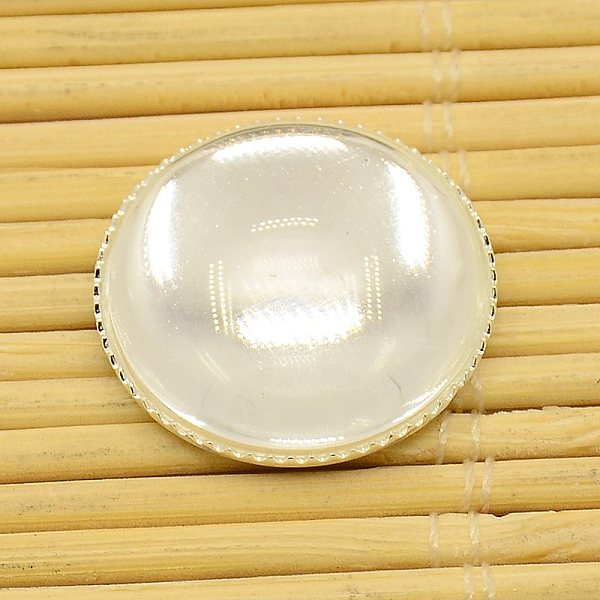 

PandaHall Brass Cabochons Settings and Flat Round Transparent Clear Glass Cabochons, Cadmium Free & Lead Free, Silver, Tray: 18mm, Glass...