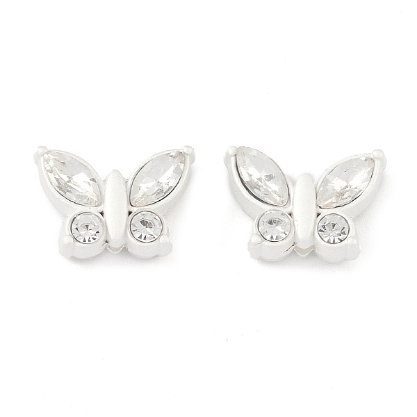 

PandaHall Alloy Beads, with Rhinestone, Butterfly, Matte Silver Color, 9.5x13.5x6mm, Hole: 1.6mm Alloy+Rhinestone Butterfly