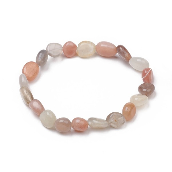 

PandaHall Natural Multi-Moonstone Stretch Beaded Bracelets, Tumbled Stone, Nuggets, 1-7/8 inch~2-1/8 inch(4.8~5.5cm), Beads...