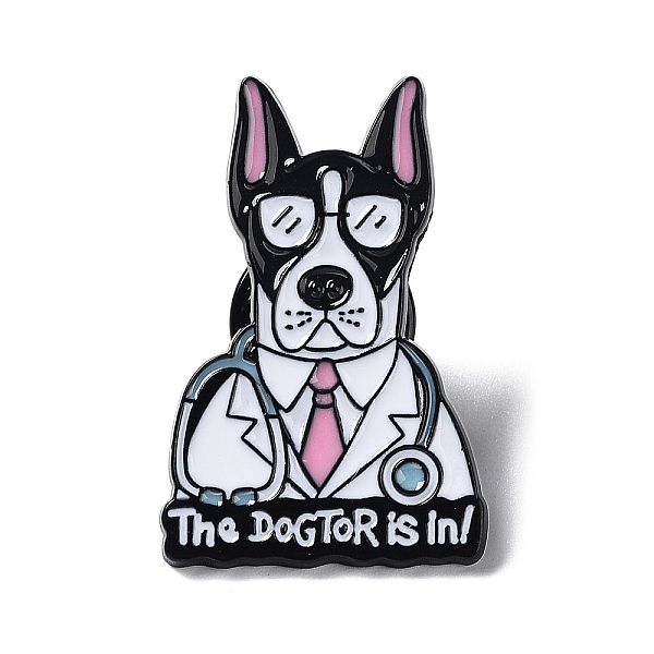 

PandaHall Medical Theme Cartoon Enamel Pins, Black Zinc Alloy Brooches, Dog, 30x19x1mm Alloy+Enamel Dog White