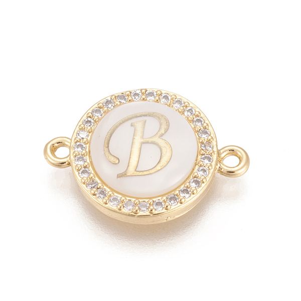 

PandaHall Brass Micro Pave Cubic Zirconia Links, with Shell, Long-Lasting Plated, Lead Free & Cadmium Free & Nickel Free, Real 18K Gold..., Clear