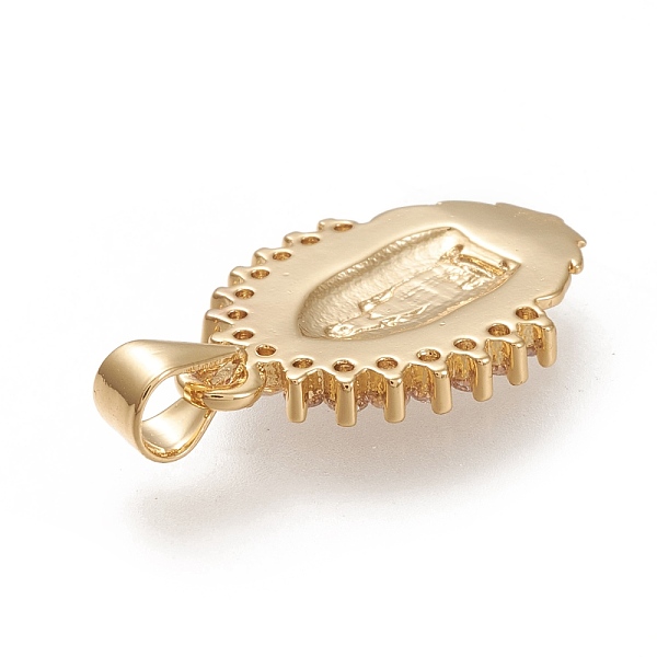 

PandaHall Brass Pendants, with Clear Cubic Zirconia, Oval with Holy Virgin, Clear, Real 18K Gold Plated, 22x14.5x2mm, Hole: 5x3mm...