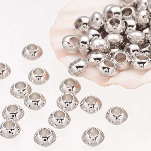 PandaHall Rondelle Tibetan Silver Spacer Beads, Lead Free & Nickel Free & Cadmium Free, Platinum Color, about 5.5mm thick, Hole: 2.3mm Alloy...