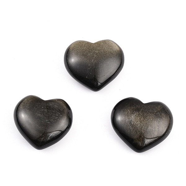 

PandaHall Natural Golden Sheen Obsidian Heart Love Stone, Pocket Palm Stone for Reiki Balancing, 26x24.5x12.5mm Golden Sheen Obsidian Heart..., Black