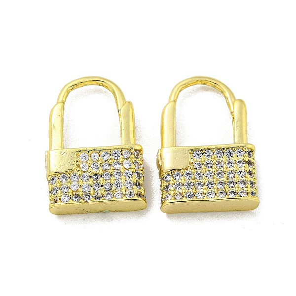 

PandaHall Brass Micro Pave Cubic Zirconia Hoop Earring, Real 18K Gold Plated. Lock, Clear, 15x4mm Brass Lock Clear